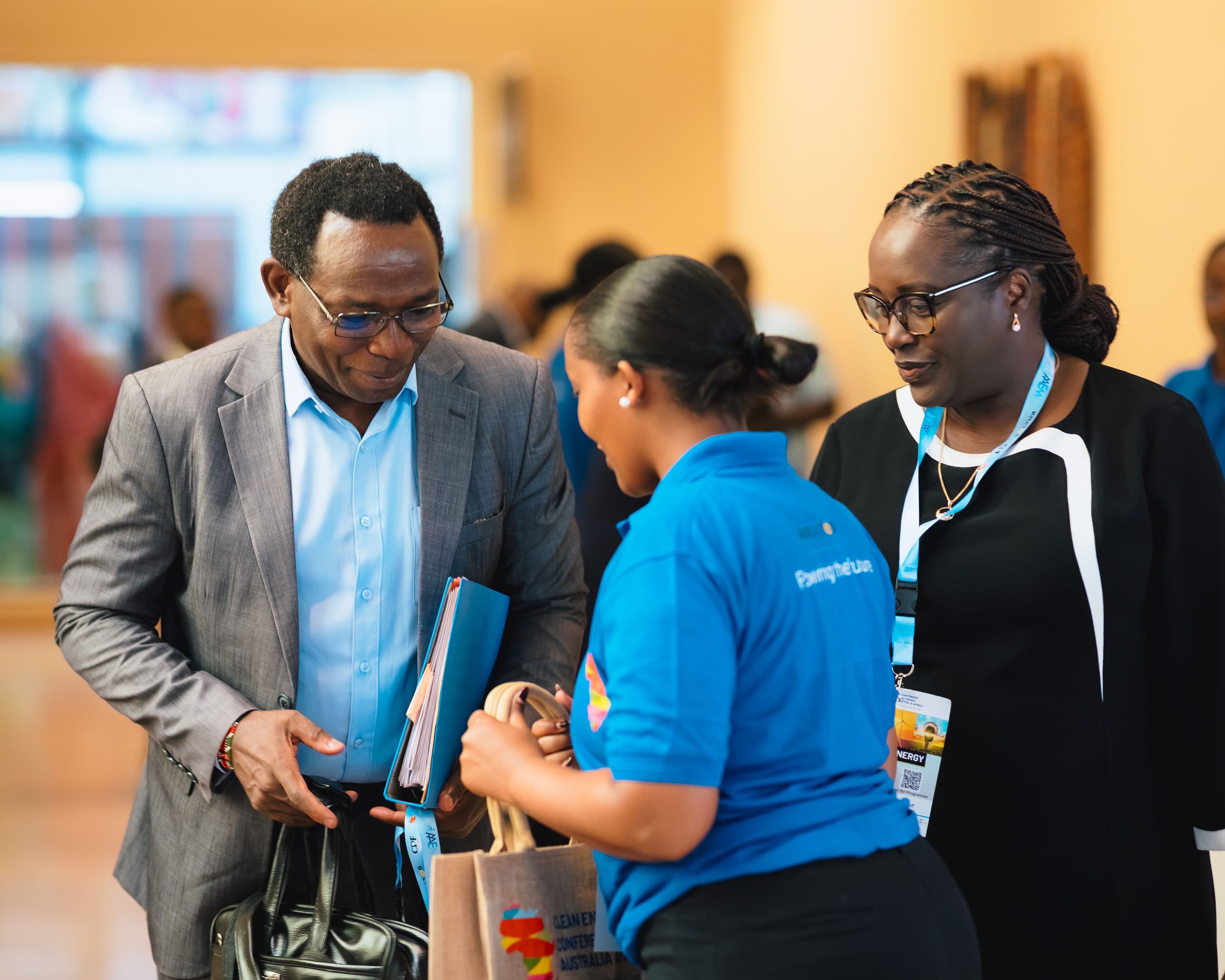 Welcome and registration desk at the energy conference